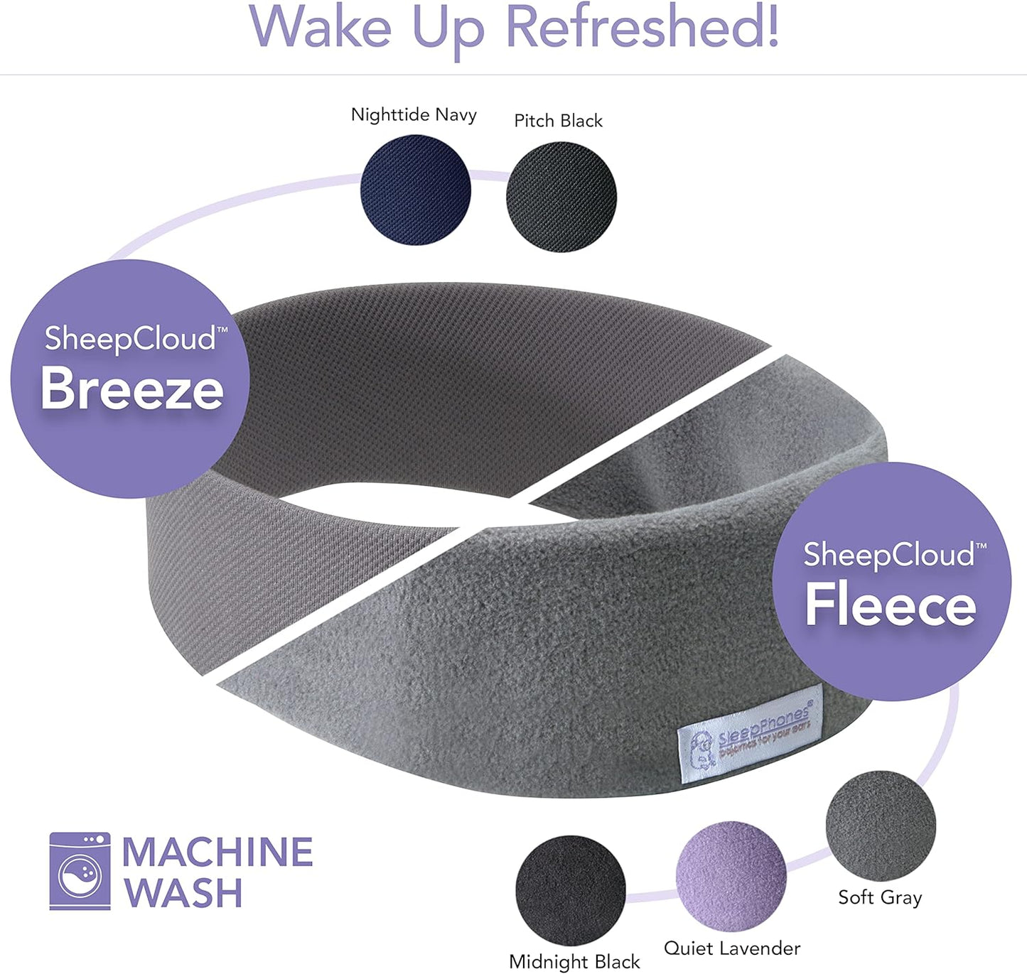 SleepPhones Wireless Sleep Headphones by AcousticSheep V8 | 24-Hour Battery | Original and Most Comfortable Bluetooth Headphones for Sleeping (Medium, Nighttide Navy Breeze)