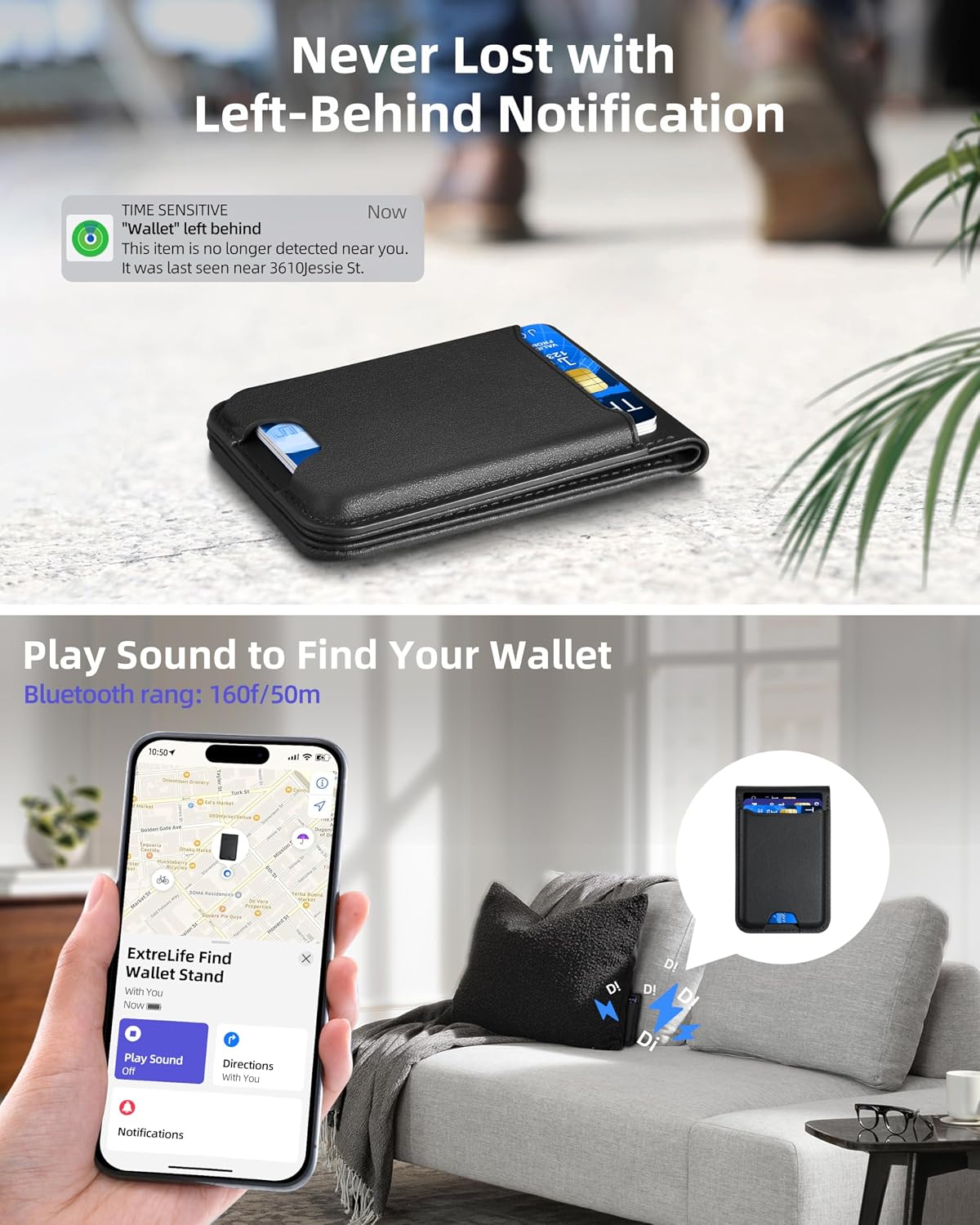 ExtreLife for Magsafe Wallet, Works with Apple Find My, 6 Cards Holder