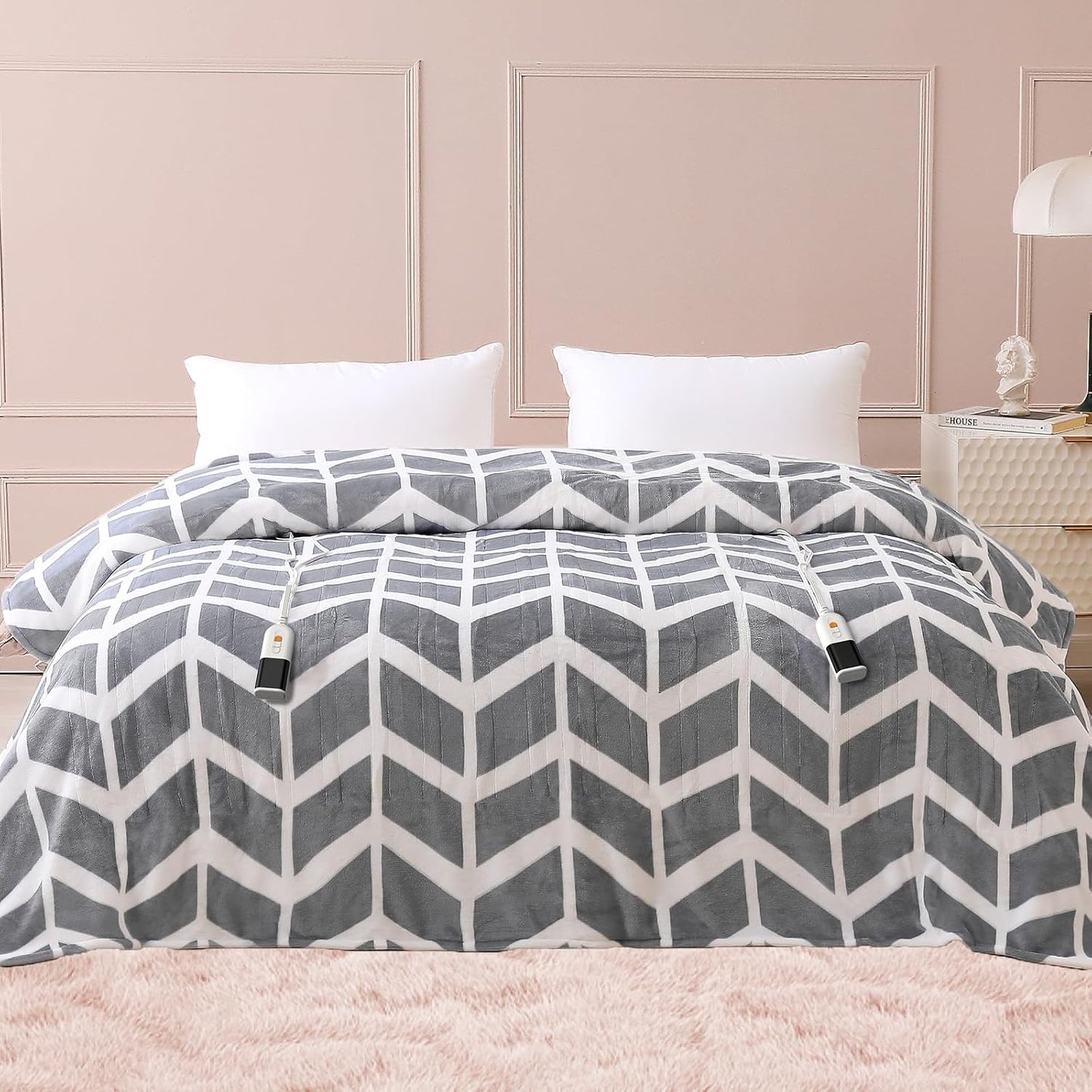 VENTIMI Electric Blanket Heated Throw, 50" x 60" Heated Blanket with 5 Heat Levels & 3 Hours Auto Off, Fast Heating Blankets with ETL & FCC Certification, Grey