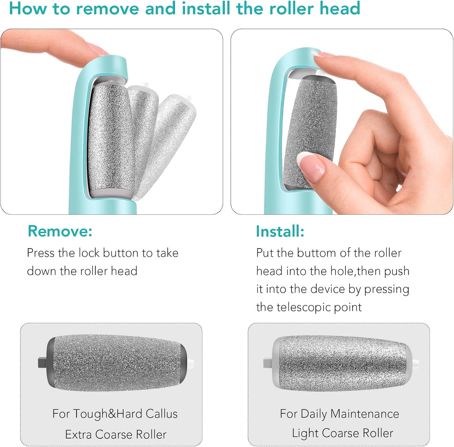 LINKEVAP Electric Callus Remover for Feet, Professional Pedicure Kit Foot Scrubber for Dry, Dead, Cracked, Hard Skin, at Home Feet Spa Care Kit for Men & Women (Cold White)