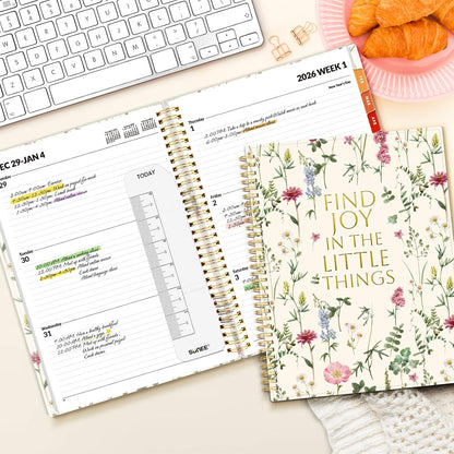 SUNEE Academic Planner 2026-2027 – Weekly & Monthly Planner, July 2026 to June 2027, 6.4"x8.3", Thick Paper, Tabs, Pockets, Bookmark, Spiral-Bound, Student Teacher Organizer, Black