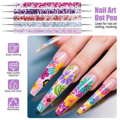 Artdone 31pcs Nail Art Brushes, Nail Art Tool Set, Dotting Tools, Dust Brush,Striping Brushes for Long Lines, Drawing Pen For Gel Polish Design supply