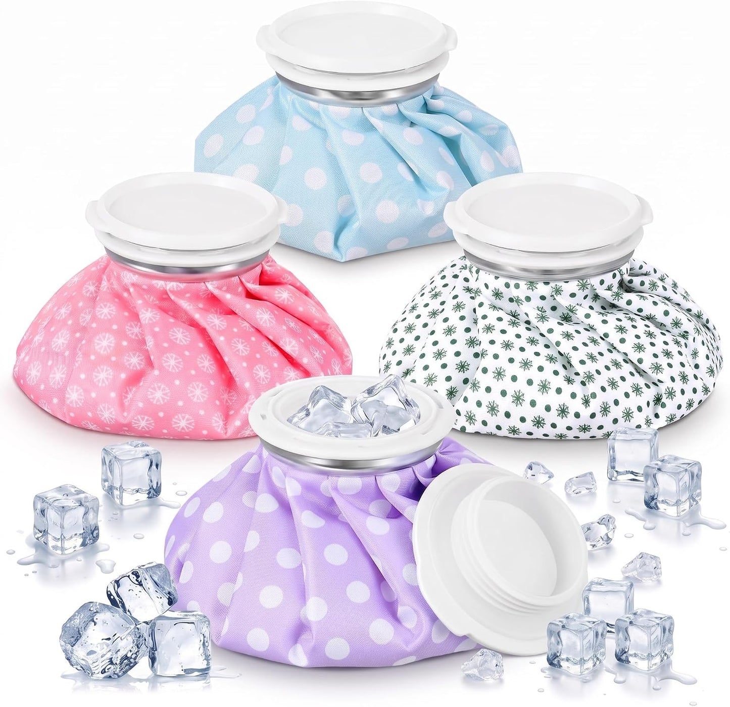 Honoson 4 Pack Reusable Ice Pack for Injuries, Ice Bags Hot Water Bag for Hot & Cold Pain Relief No-Leak Elastic Breathable for Muscle, Joint Pain Swelling, Sports & Home Use(Cute Fruit Style)