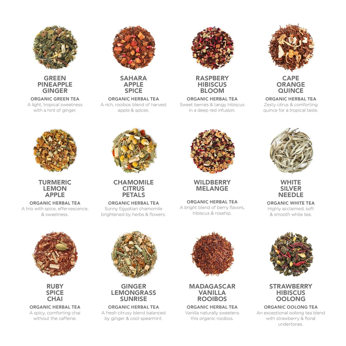 Teabloom Exceptional Organic & Kosher Certified Loose Leaf Tea Chest, World's Largest Tea Collection with 24 Varieties of Black, Green, White, Oolong, and Herbal Teas
