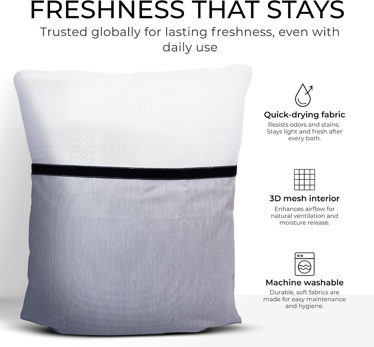 Luxury Bath Pillow for Tub - Thick and Comfortable Bathtub Pillow Support for Head and Neck and Back - Washable Quick-Drying Bath Pillows - Bath Cushion for Home Spa - Fits Any Bathtub - Light Gray