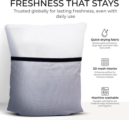 Luxury Bath Pillow for Tub - Thick and Comfortable Bathtub Pillow Support for Head and Neck and Back - Washable Quick-Drying Bath Pillows - Bath Cushion for Home Spa - Fits Any Bathtub - Light Gray