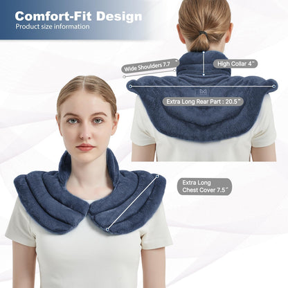 MORLIDEN Neck Heating Pad Microwavable for Shoulders, Warmer Wrap Microwave Heating Pad for Neck and Shoulders for Pain Relief (Navy Blue)