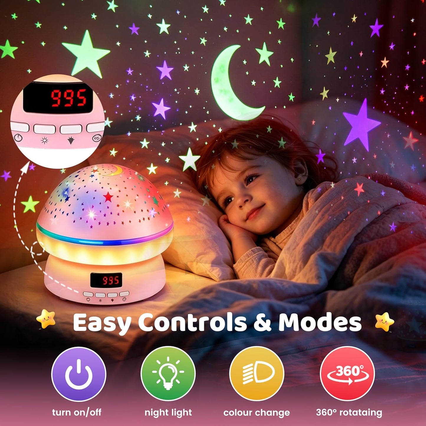 MINGKIDS Toys for 3-8 Year Old Girls Boys,Star Night Light Projector with Hard Projection Cover, Timer&Rotation,2-9 Year Olds Kids Chritsmas Birthday Gifts