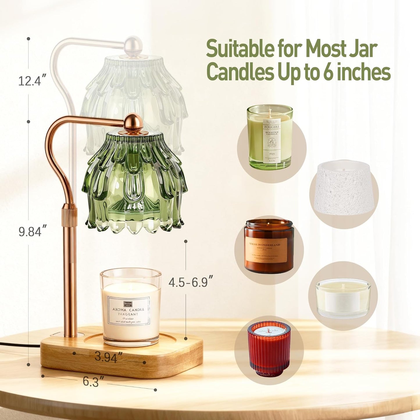 Candle Warmer Lamp with Timer - Flower Electric Wax Melter Warmer Adjustable Height for Jar Candles, Gift for Women, Mom, Christmas, Birthday,Home Decor