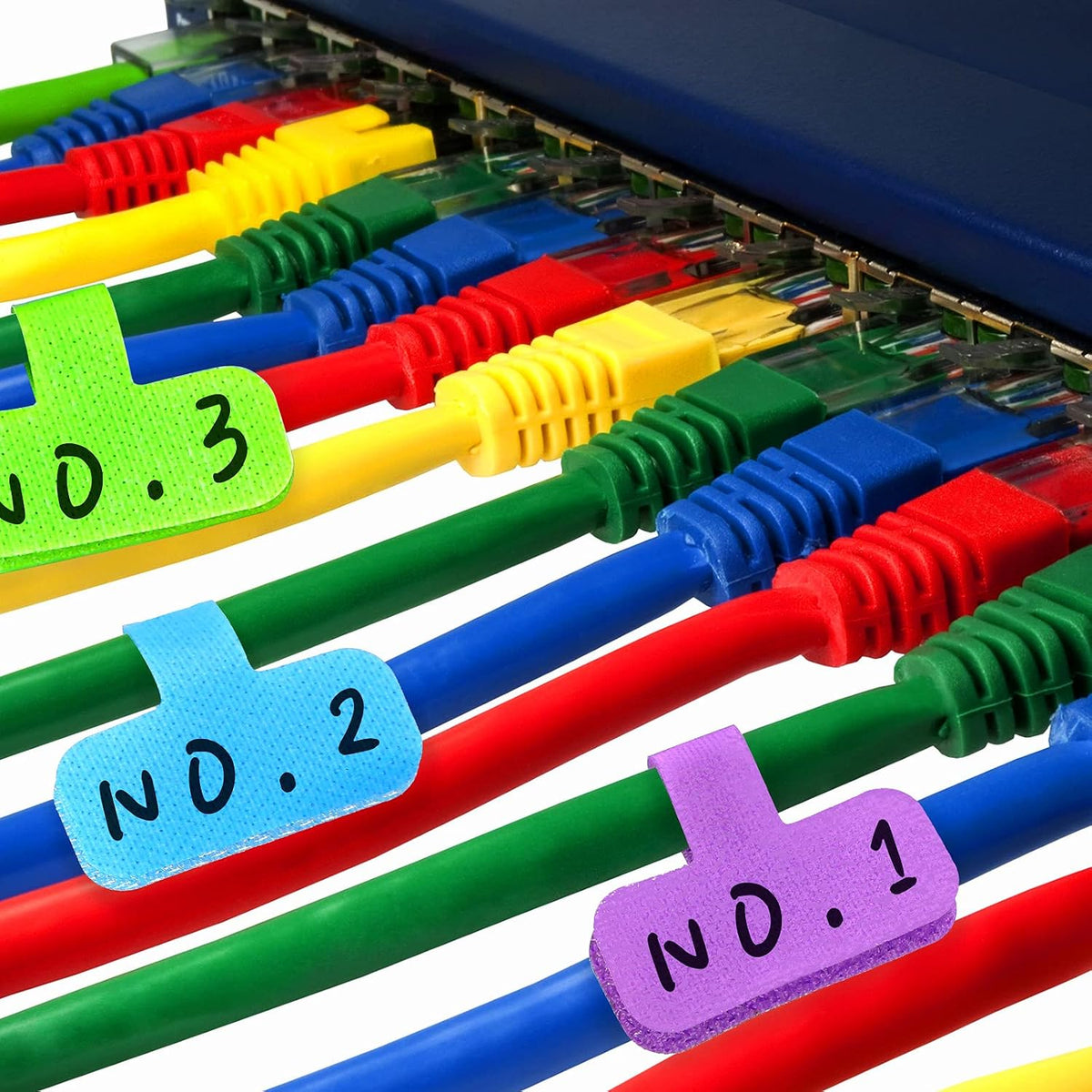 Outus 50 Pcs Cable Labels Multi Color with Writable Surface, Classic Style