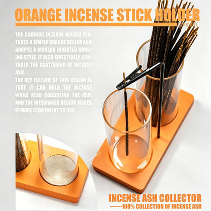 2 in 1 Incense Burner Holder for Sticks,Glass Incense Holder with Storage,Upside Down Incense Holder for Sticks with Glass Ash Catcher for Meditation Yoga Spa Room Home Decor[Full Black]