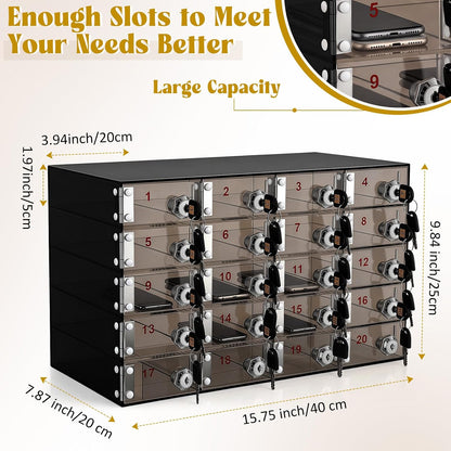 Layhit 20 Slots Cell Phone Locker Box for Classroom, Back to School, Clear