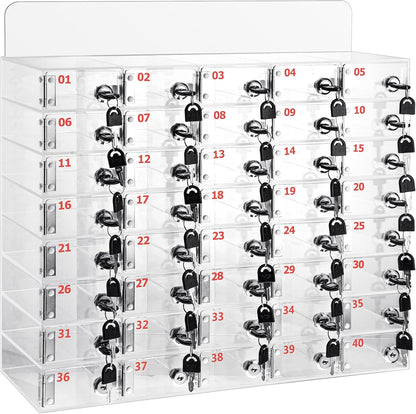 Threan 12 Slot Cell Phone Storage Box, Acrylic Clear Cell Phone Storage Cabinet Wall Mounted with Door, Locks and Keys for Office School Factory