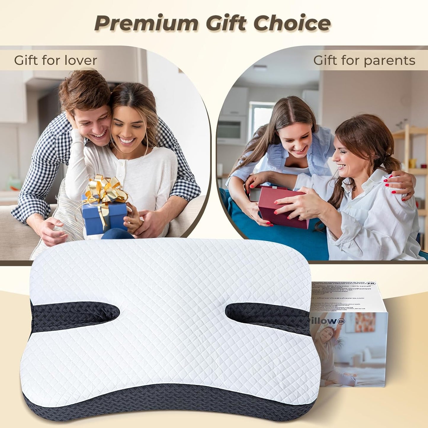 Anti-Snoring Pillow for Side Sleepers, Memory Foam Pillow for Snoring Relief, Upgrade Multifunctional Ergonomic Design for Side Sleeper - Black