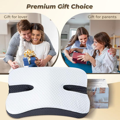Anti-Snoring Pillow for Side Sleepers, Memory Foam Pillow for Snoring Relief, Upgrade Multifunctional Ergonomic Design for Side Sleeper - Black