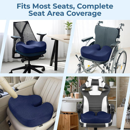 5 STARS UNITED Seat Cushion - Memory Foam Chair Cushion for Tailbone Pain Relief - Ergonomic Support for Coccyx, Sciatica & Butt - Office, Desk & Gaming Chair, Car Seat, Wheelchair, Black Suede