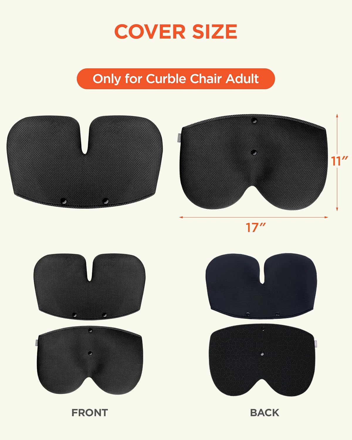curble Grand– Extra Wide Ergonomic Seat Support, Sit Straighter Without Effort, Passive Posture Trainer for Office, Home & Car (Grey)