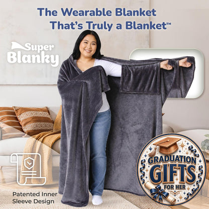 Super Blanky Wearable Blankets for Women & Men, Graduation Day Gift for Her, Cozy Gifts for Women, Wife Birthday Gifts Ideas