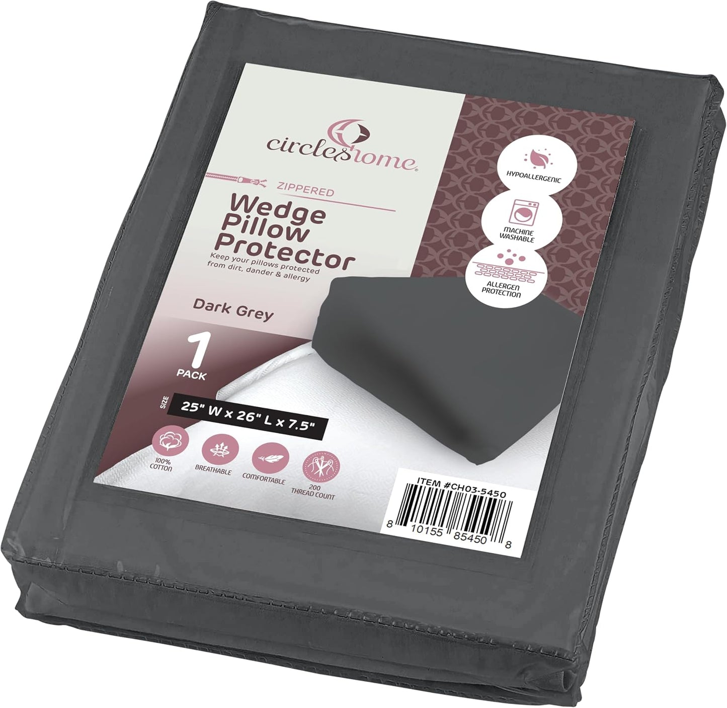 CirclesHome Pillow Protectors 4 Pack Standard Zippered - 100% Cotton Breathable Pillowcases - Protects Pillows from Dirt, Dust and Debri (Standard - Set of 4 - 20x26)