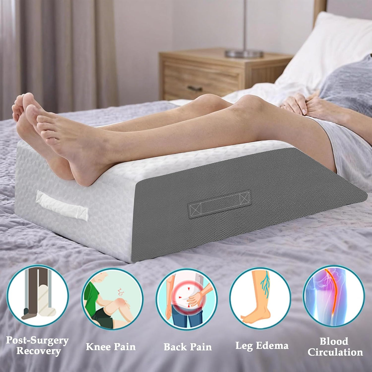 Wedge Pillow for Sleeping, 7.5" Memory Foam Bed Wedge Pillow