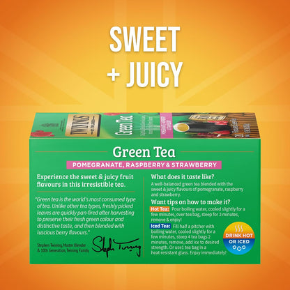 Twinings Green Pomegranate, Raspberry & Strawberry Tea Bags 20 CT (6 Pack)