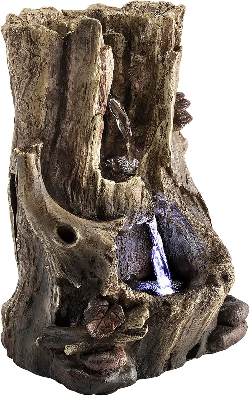 Alpine Corporatio 14" Tall Stoned Jar Cascading Water Fountain with LED Lights, Elegant Tabletop Water Feature for Home, Office, Living Room, and Bedroom Decor, Gray