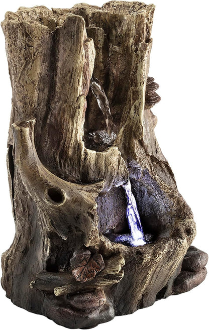 Alpine Corporatio 14" Tall Stoned Jar Cascading Water Fountain with LED Lights, Elegant Tabletop Water Feature for Home, Office, Living Room, and Bedroom Decor, Gray
