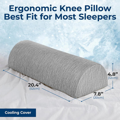 5 STARS UNITED Knee Pillow for Back Sleeping – Half Moon Bolster Pillow for Legs, Under Knee Pillow for Sleeping on Back, Memory Foam Leg Pillow for Back Pain, Gray