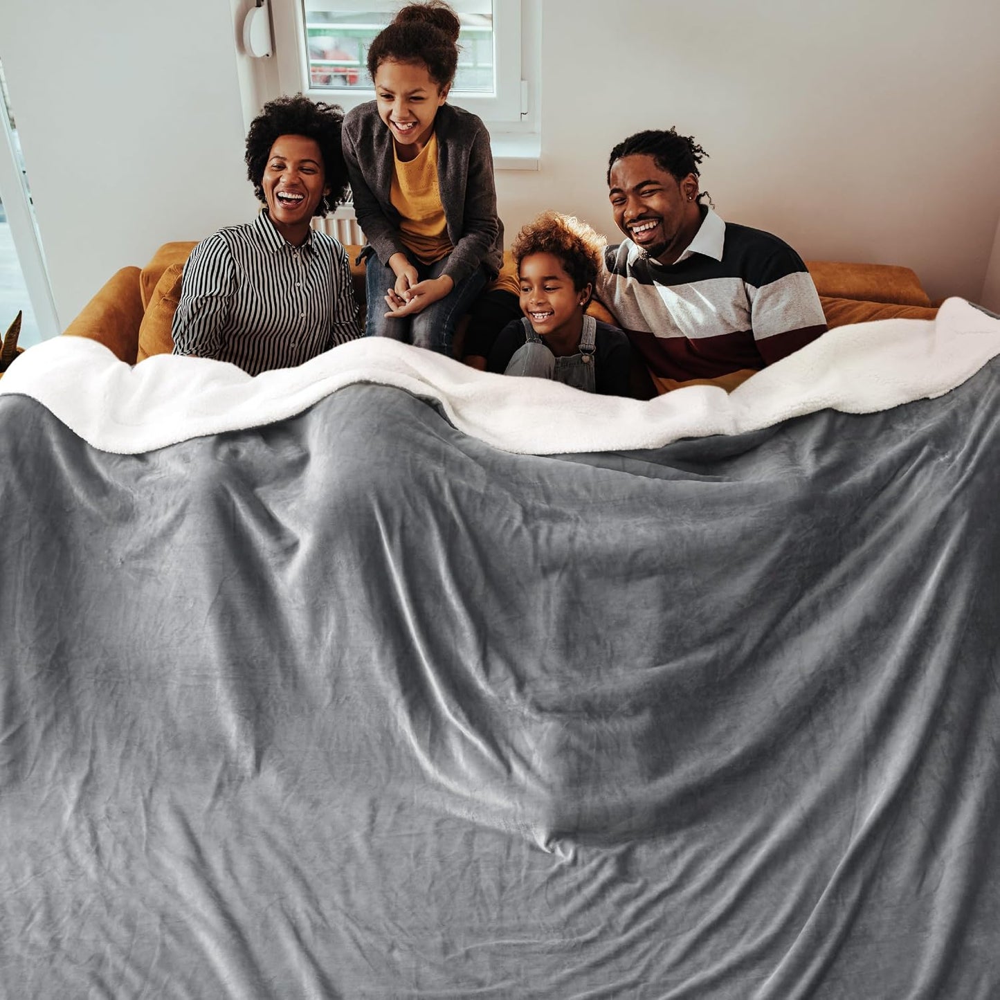 Bedsure GentleSoft Sherpa Fleece Throw Blanket for Couch, Non-Heated, Thick & Warm Cozy Blanket for Winter, Soft Fuzzy Plush Throw Gifts for Women and Men, Grey, 50x60 Inches