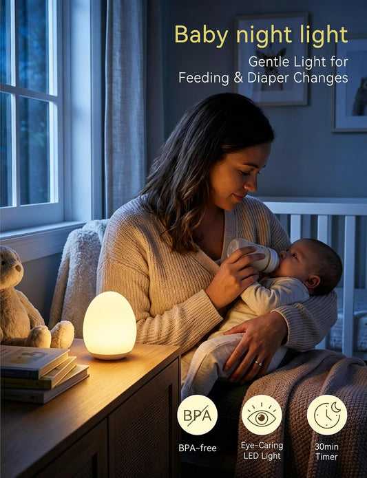 Night Light for Kids,Egg Night Light for Baby Nursery, 3-Level Dimming &30-Min Timer Portable Nursery Night Lamp forBaby Nursery & Kids Bedroom,BPA Free, Eye Caring, Soft