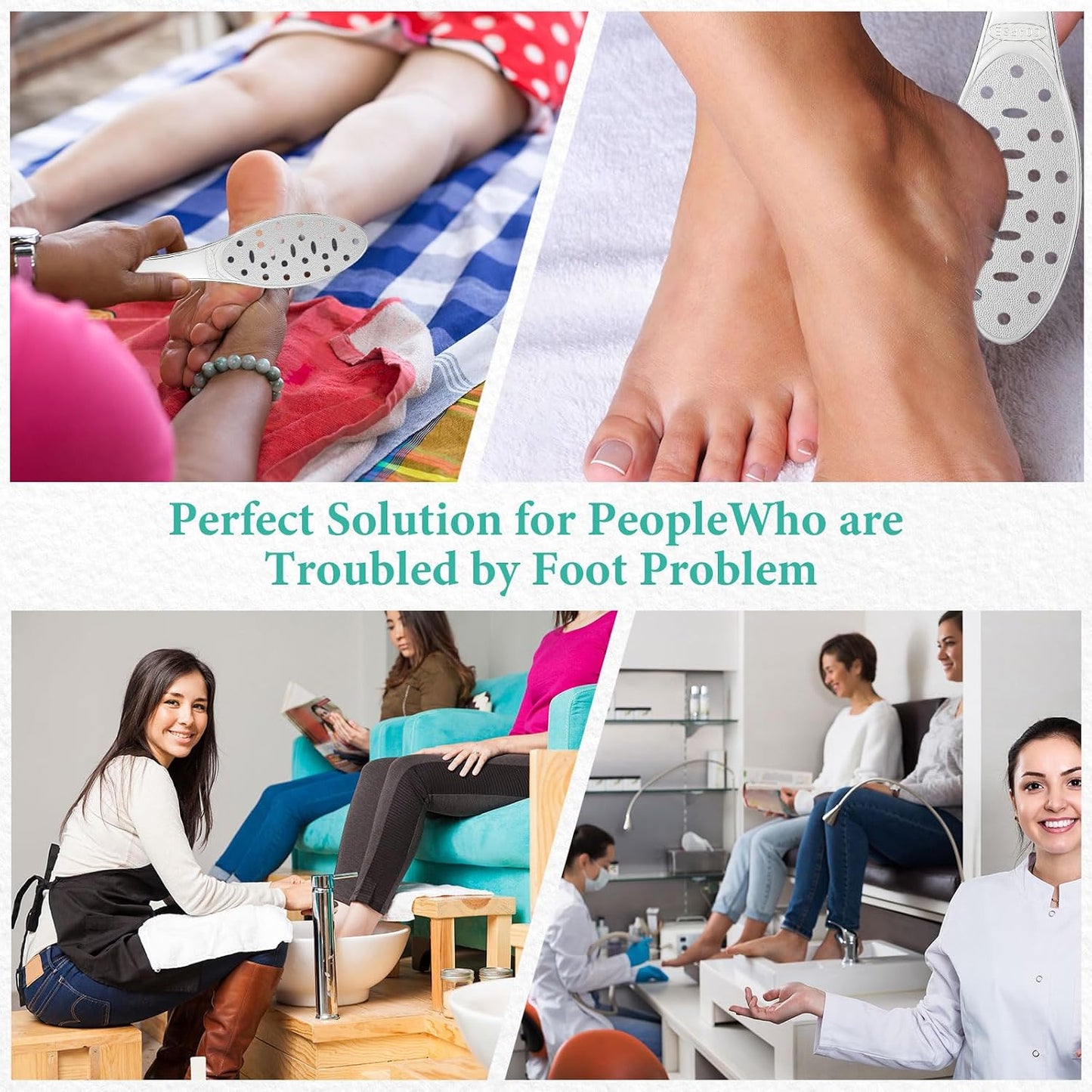 2 Pcs Stainless Steel Foot File Callus Remover Double Sided Metal Foot Scraper Rasp Scrubber for Wet or Dry Skin Professional Pedicure Tool for Hard Skin Cracked Heels Feet (Classic Style)