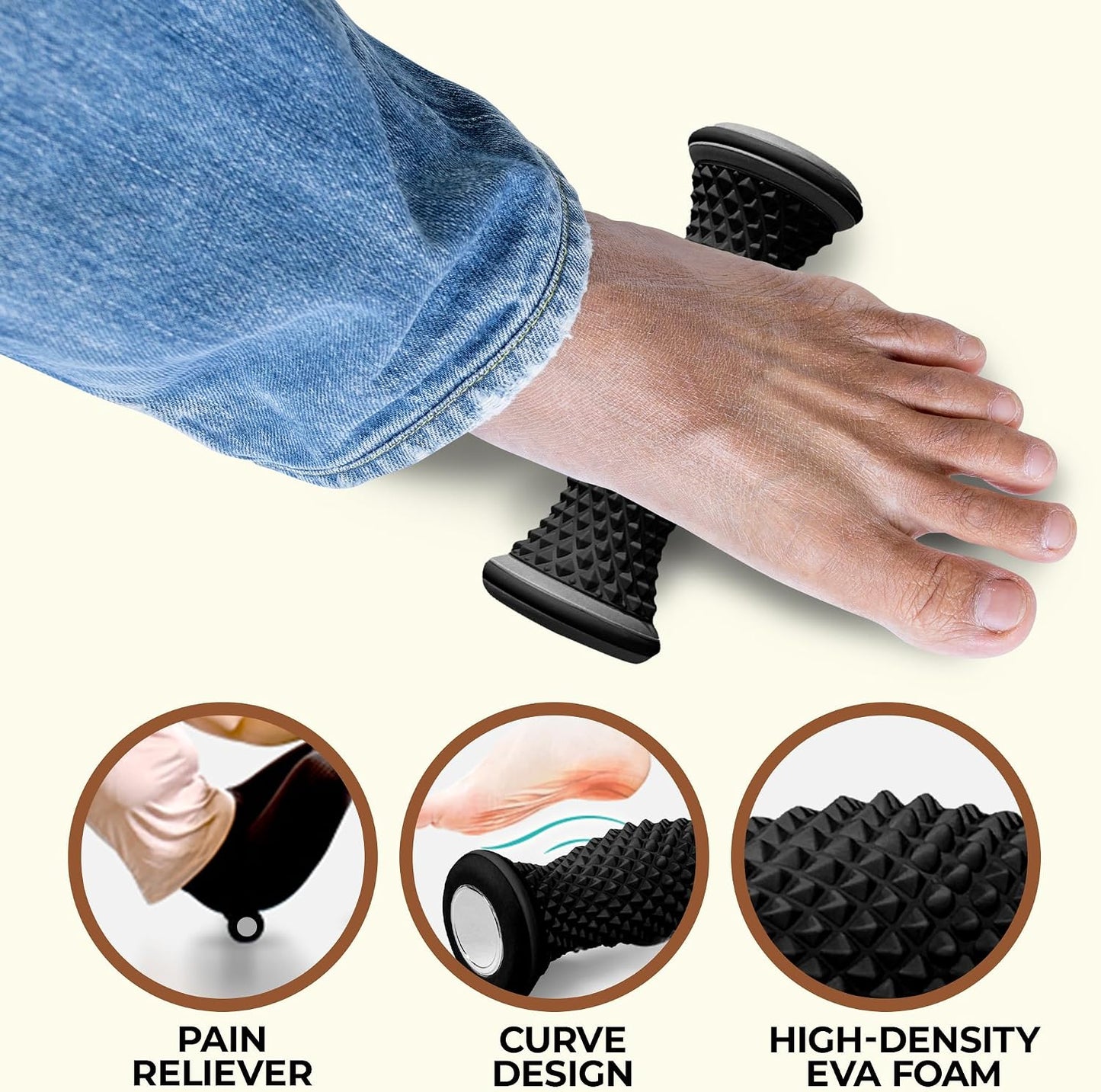 Foot Massager Roller - Portable Arch & Plantar Fasciitis Relief Tool - Deep Tissue Muscle Massage Roller for Feet,Carf, Heel Pain