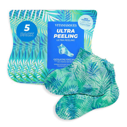 Vitamasques Foot Peeling Mask - 5 Pairs Professional Korean Exfoliating Foot Mask for Dry Cracked Feet & Callus Removal, Feet Peeling Masks that Remove Dead Skin for Soft Heels with AHA BHA PHA