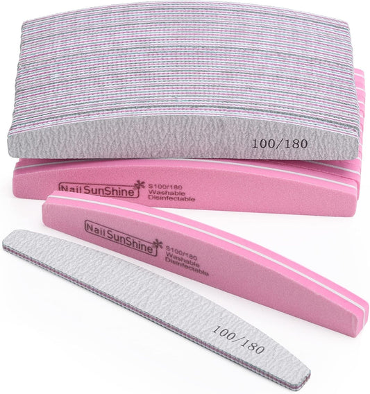 35 Count 100/180 Grit Nail Files and Buffers Kit, Reusable Sanding Buffing Blocks Sponge File Double Sides Emery Boards