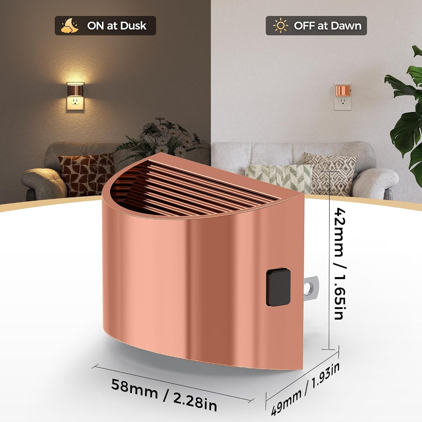 DORESshop LED Night Light[2 Pack], Night Lights Plug into Wall, 3 Level Brightness Adjustable Plug in Night Light, Dusk to Dawn Sensor, Nightlights for Adults, Bedroom, Bathroom, Hallway, Amber