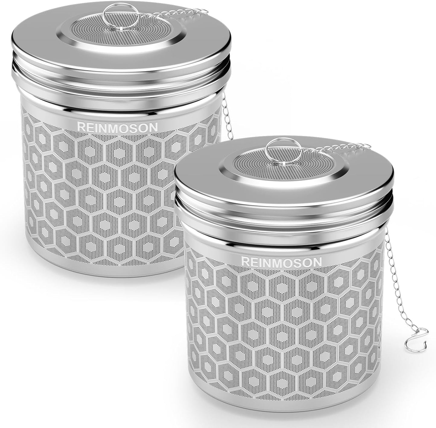 Reinmoson Large Tea Infuser for Loose Tea & Spice Infuser for Cooking, Extra Fine Mesh Tea Strainers, 304 Stainless Steel Loose Leaf Tea Steeper for Black Tea, Rooibos, etc