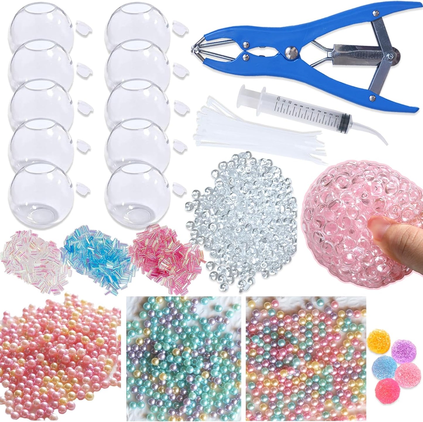 DIY Stress Ball Making Kit with Filler-15PCS Stress Ball Making Kit Stress Balls, Transparent Blank Skins with Air Pump & Expander Tool for Pressure Squishy Balls for Adult (15PC, Style A)