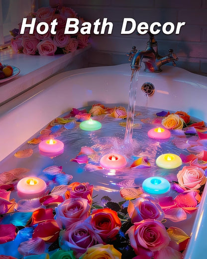 Homemory 24 Pack 3” Flameless Led Floating Candles, 200 Hour White Battery Operate Waterproof Tealights for Cylinder Vases, Centerpieces at Wedding Decor, Party, Pool