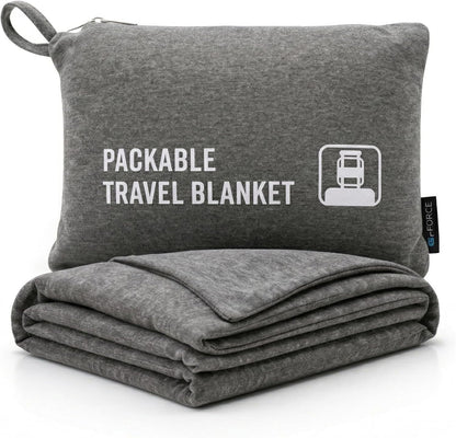 GForce Jersey Knit Travel Blanket| Packable| Fits Over Handle | Soft| Easy to Travel| Grey | Travel | Bag | Blanket |