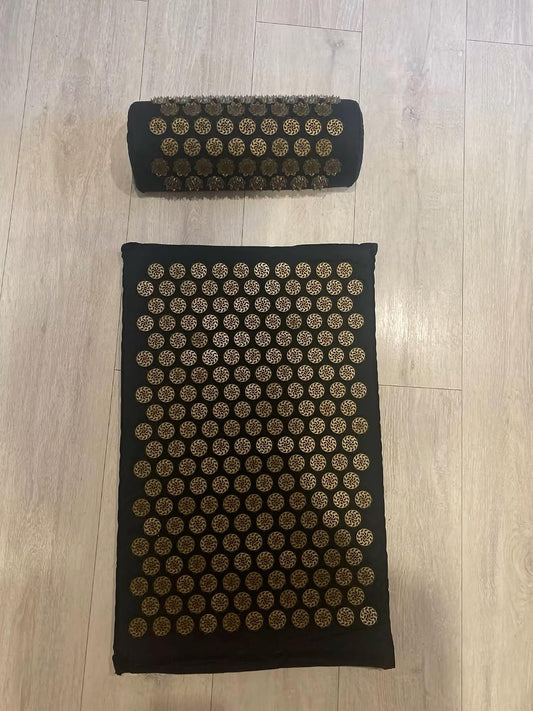 Acupressure Yoga Mat & Pillow Set | Kuznetsov's Applicator for Deep Tissue Massage | Relieves Back, Neck & Foot Pain | Spike Mat for Stress Relief, Fitness & Relaxation