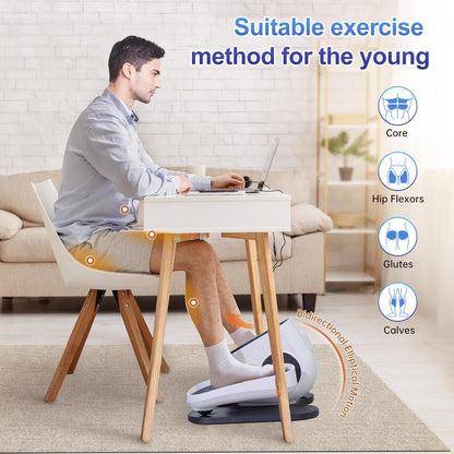 Under Desk Elliptical Machine, Electric Leg Exerciser While Sitting for Seniors with Remote Control, Whisper Quiet Motorized Seated Pedal Exerciser, Home Office Daily Use, No Assembly Required