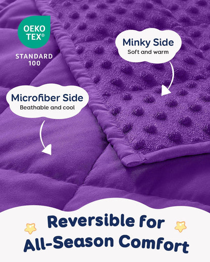 Kivik 2 lbs Weighted Lap Pad, Ultra Soft Minky Dotted Heavy Blankets Throw for Better Study Relaxing & Sleeping, Machine Washable, 20 x 30 Inches, Purple