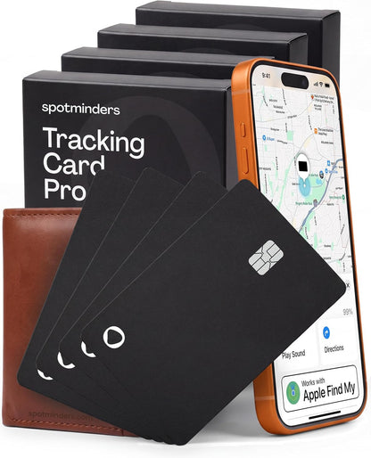 SPOTMINDERS Apple MFi Certified Wallet Tracker PRO Works with Apple Find My IP68 Rechargeable Tracking Card for Wallet Luggage Passport 0.07in Slim Credit Card Design Item Finder