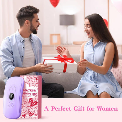 Portable Heating Pad: 2 Timer 6 Heat Levels 6 Vibration Modes Cordless Electric Heating Pad 3s Fast Heating Travel Heating Pad Gifts for Women Christmas Birthday Pink