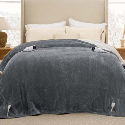 Bedsure Heated Blanket Throw Blanket with Preheat Function - Fast Heating Electric Blanket, Soft Flannel Throw with 6 Time Settings(Up to 10H), 6 Heating Settings, Gifts for Grandma (50"x60", Cream)