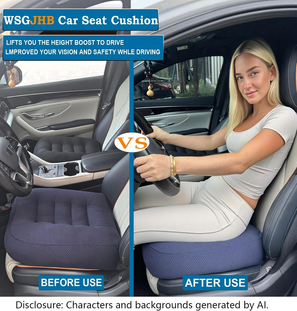 WSGJHB Car Booster Seat Cushion Posture Cushion for Long Sitting