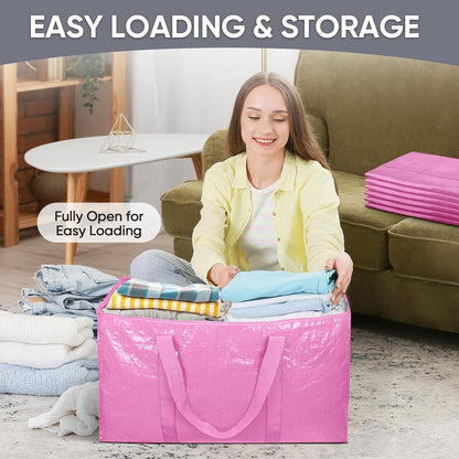 TICONN Extra Large Moving Bags Heavy Duty with Zippers & Carrying Handles, Durable Storage Bags Moving Boxes for Closet Organizers and Storage (Blue)