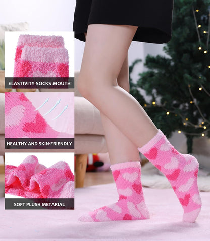 SDBING Fuzzy Socks for Women Soft Fluffy Home Sleeping Socks Cozy Warm Slipper Socks 6 or 5 Pairs