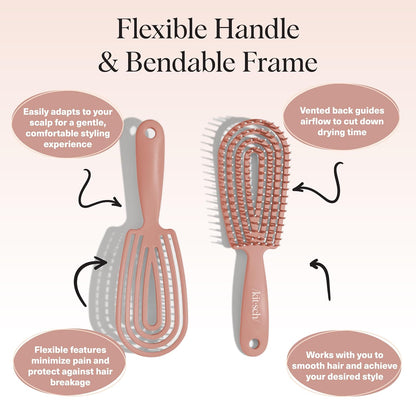 Kitsch Hair Brush Detangler – Flexi Flow Hair Brush for Women, Men & Kids | Detangling Brushes for Curly Hair with Bendable Frame, Bounce Curl Defining Brush for Wet or Dry Strands - Soft Violet