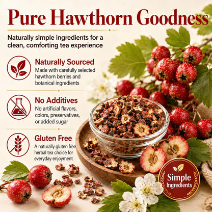 WOTIHA Hawthorn Berry Tea Bags, 65 Count - 100% Natural Dried Herbal Tea